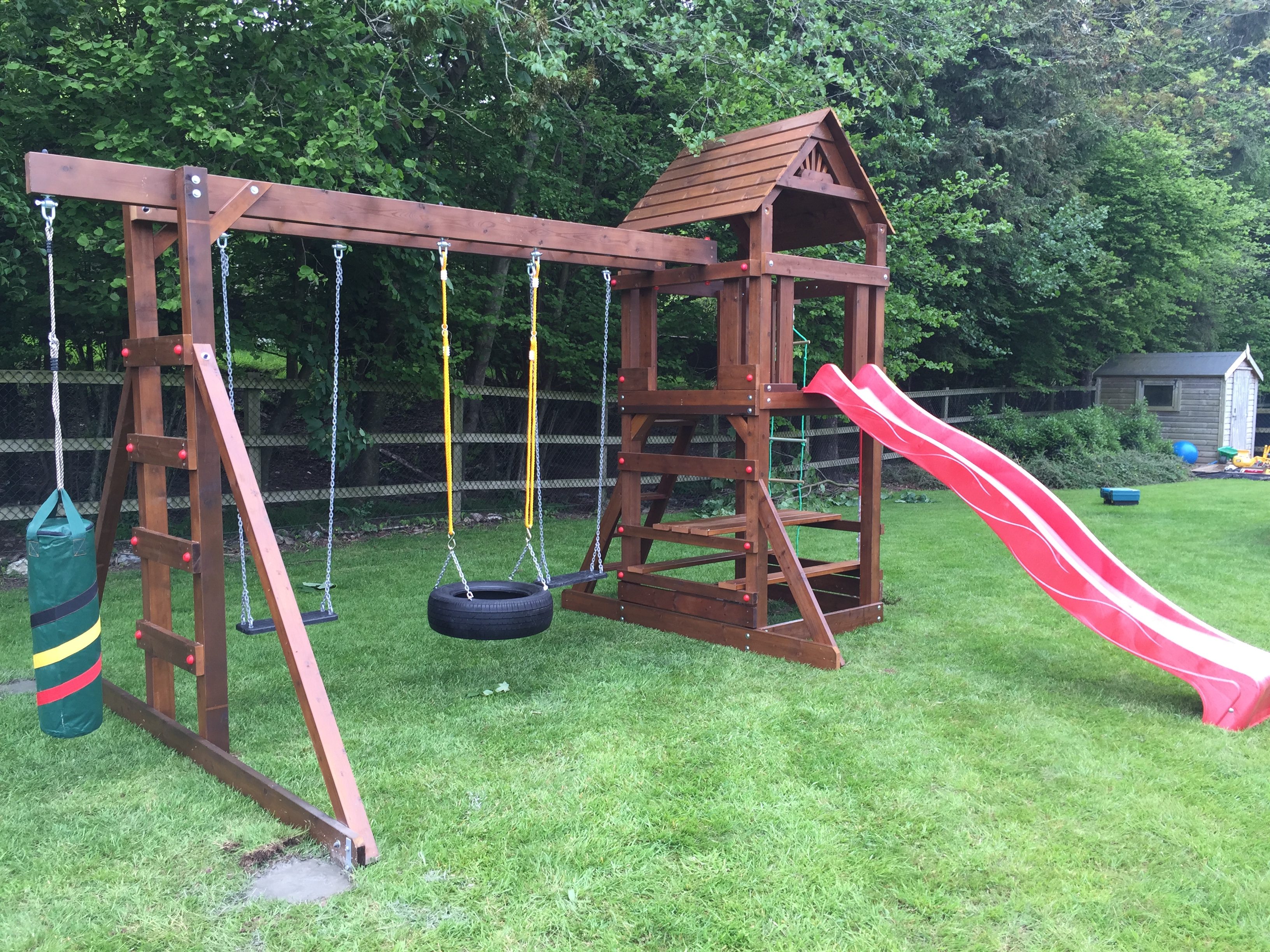 Play tower,monkey bar swing beam punching boxing bag ,fireman's pole