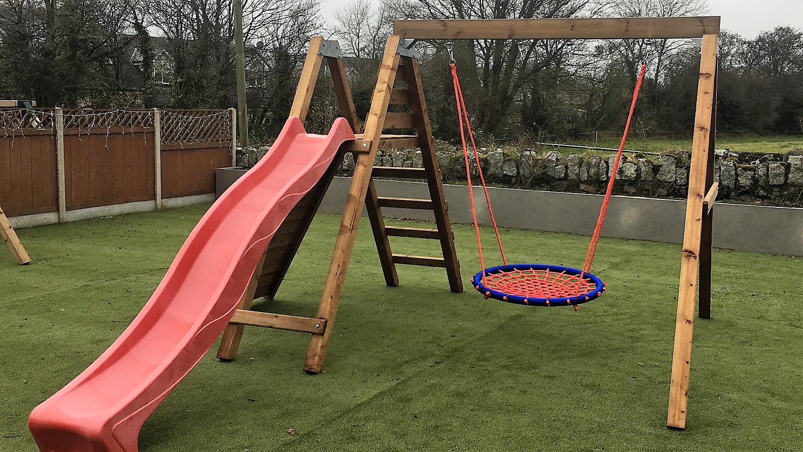 Heavy duty basket nest swing plus slide set